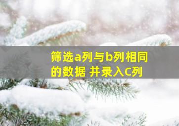 筛选a列与b列相同的数据 并录入C列